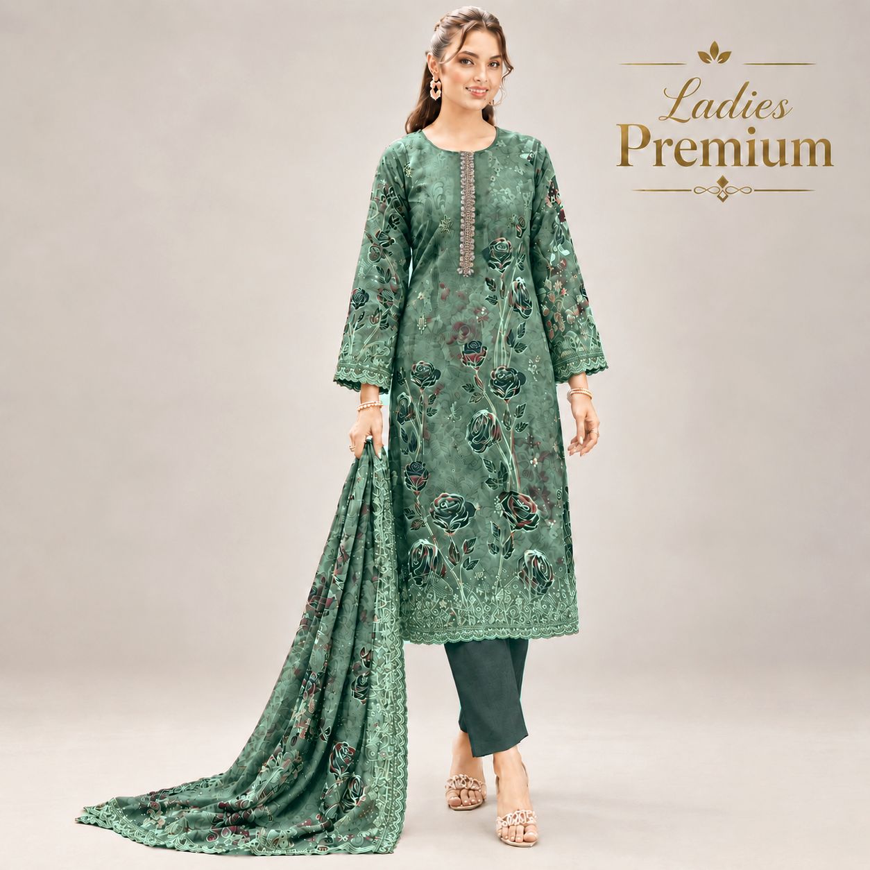 Rose Royale Three-Piece - Green